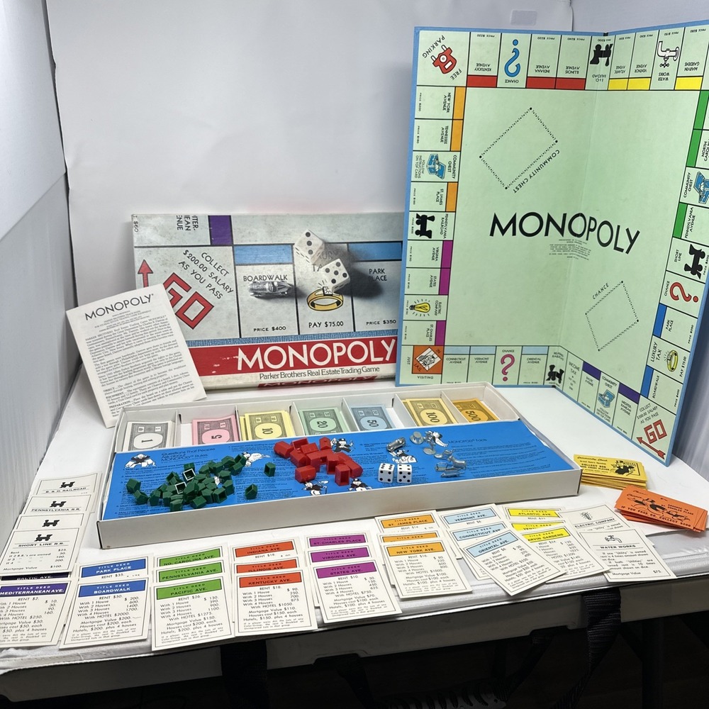 Vintage Monopoly Board Game Complete 1975 Parker Brothers Real Estate Trading‎